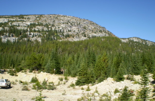 Trail head to Little White Mtn starts in old gravel pit 2009-09.